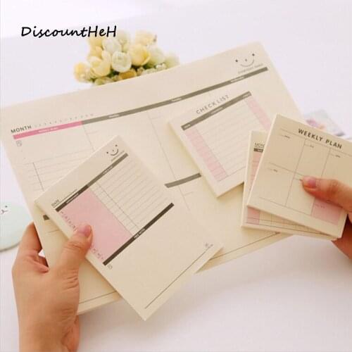 Daily Weekly Month Planner Check List Portable Small Book Memo Pad Sticky Notes Paper Stickers Stationery School Supply