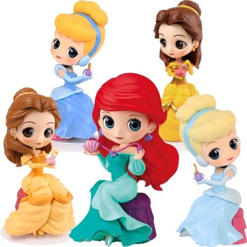 Bandai Genuine Qposket Princess Cinderella Belle Ariel Aurora Action Figure Model Toys