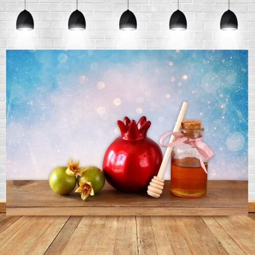Rosh Hashanah Festival Pomegranate Fruit Blue Polka Dots Party Poster Photography Background Photographic Backdrop Photo Studio