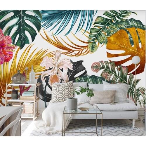 Customize Photo wallpaper Nordic Watercolor golden plant Bedroom living room indoor background wallpaper wall papers home decor
