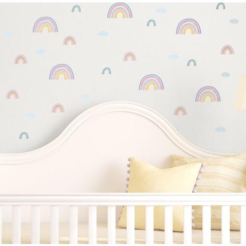 Funlife Kawaii Rainbow Wall Stickers Nursery Baby Kids Room Decor,Waterproof Kids Bedroom Decorative Stickers Lovely Home Decor