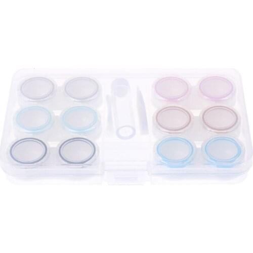 1 Set Contact Lens Case Box 6 Boxes Simple Transparent Leakproof Portable Storage Eye Care Kit Organizer Container 28GD