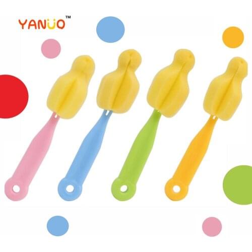 Sponge Nipple Pacifier Brush Wide Caliber Baby Feeding Bottle Cleaner Sponge Brush Random Colors 1PCS