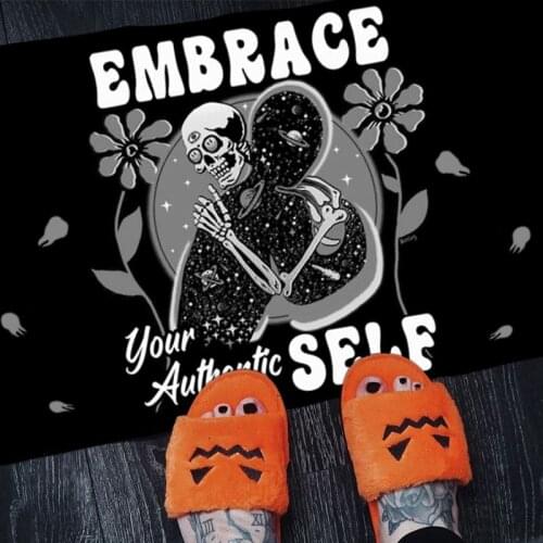 Skull Embrace Door Mat Baphomet Gothic Bathroom Home Decoration Halloween Doormats Mystery Decoration Indoor Outdoor Kitchen Rug