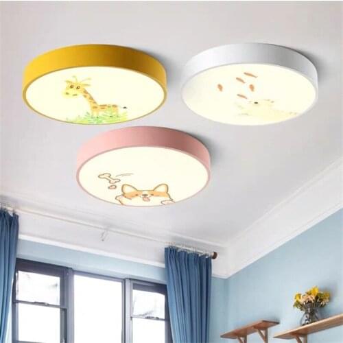 Cartoon Round Pattern Acrylic Ceiling Lamp Iron Creative Bedroom Bookstore Lamp Led Dimmer Living Room Lamp nordic AC85-265V