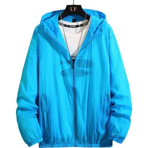 Summer men Sun protection jackets thin hole Breathable hooded coat sports plus size 8XL 9XL 10XL out door jackets