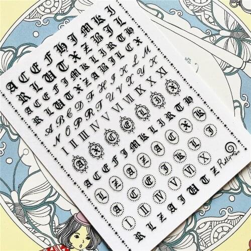 MG-000B MG-000G English letters A to Z Alphabet 3D Back glue Nail Art Stickers Decals Sliders Nail ornament decoration