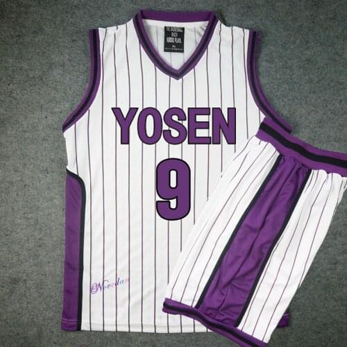 Kuroko no Basuke/Basket Cosplay Yosen School Uniform Murasakibara Atsushi Jersey Sportswear 9 12 Men T Shirt Shorts Costume Set