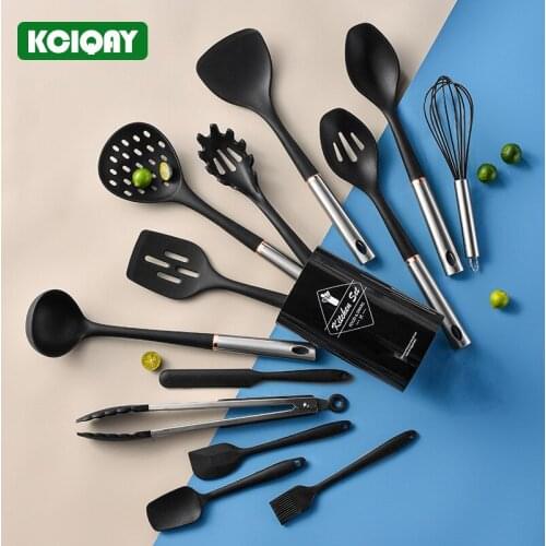 14Pcs Silicone Cooking Kitchen Utensils Set Nonstick Cookware Set Silicone Spatula Spoon Stainless Steel Handle Cooking Tools