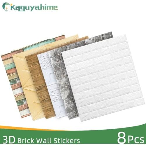 Kaguyahime 8Pcs 3D Marble Wall Stickers DIY Waterproof Self-Adhesive Decor Wallpaper Brick Tile Wallpaper For Kids Living Room