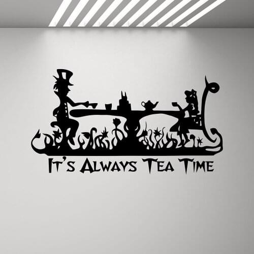 Wall Decals Quotes Its Always Tea Time Mad Quote Wall Sticker Kids Room Living Room Decor Vinyl Mural X451