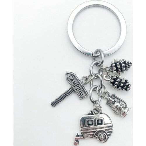 New Camping Keychain Trailer Rv Camping Keychain Outdoor Nature Summer Holiday Snowbird Keyring Souvenir