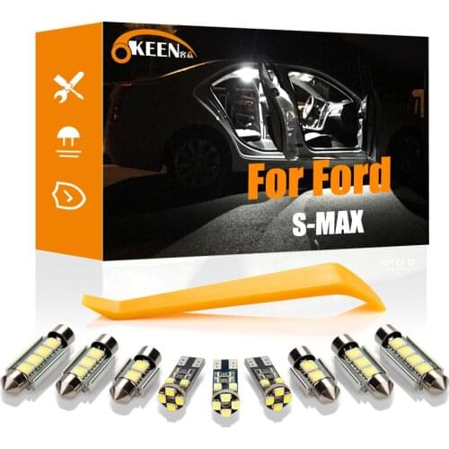OKEEN 11Pcs Ford S-MAX WA6 LED Interior Canbus Vehicle Dome Map Trunk Light Upgrade Lamp Car Lighting Accessories