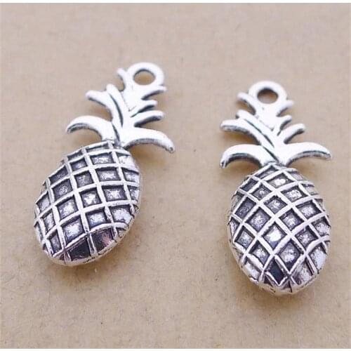 BULK 30pcs Lots Zinc Alloy Antique Silver Plated Food Pineapple Charms 3D DIY Pendants Wholesale Handmade Jewelry 10*23mm 2.1g