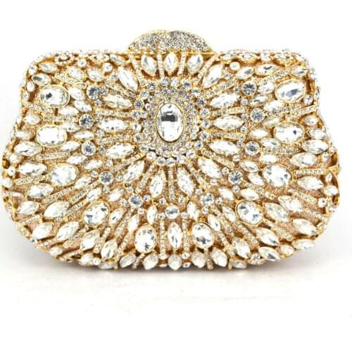 Dazzling GOLD Crystal Women Peacock Clutches Handbag Metal Evening Bags Minaudiere Ladies Party Purse Wedding Clutch Bridal Bags