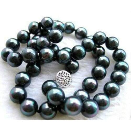 12mm black south sea shell pearl round beads necklace Factory Wholesale price 18inch real Women Fine for lady jewelry