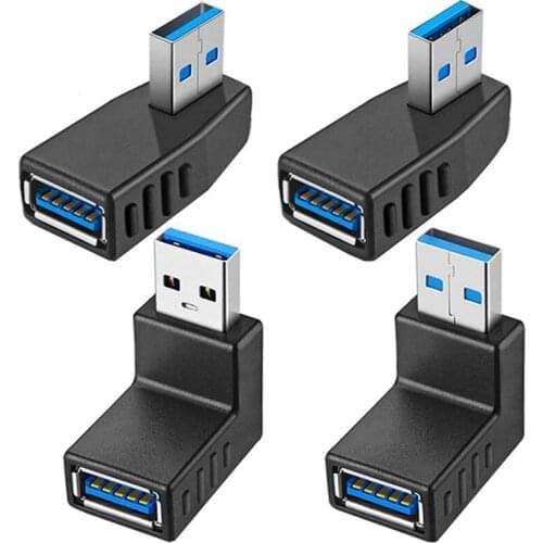 4PCS USB 3.0 Adapter Couplers 90 Degree Male to Female USB Connector - Including Left,Right,Up,Down Angle Adapter