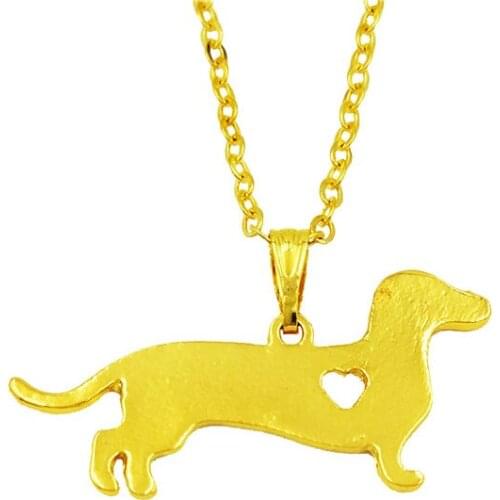 Drop shipping trendy cute Dachshund Necklace Pendant Pet dog Puppy animal Jewelry women choker necklace gift silver gold color
