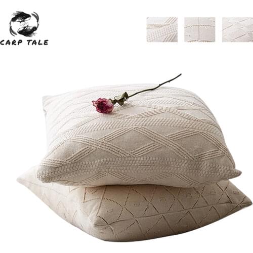 Solid Color Sofa Cushion Cover Knitted Pillowcase Home Decoration Soft Pillow Cover Decorative Pillows For Sofa Square 50x50cm