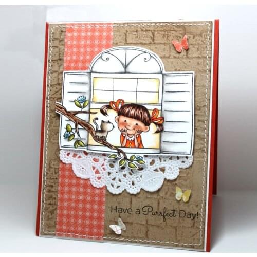 Think of You Little Girl Transparent Stamp Clear Stamps for DIY Scrapbooking Album Paper Cards Decorative Crafts Supplies 4x4 in