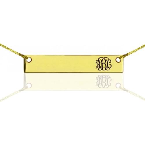 Uonney Dropshipping Engraved Monogram Initial Bar Necklace Customized Necklace Silver Gold Gift For Women Mother