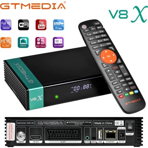 V8X Receptor gtmedia FTA satellite receiver DVB-s2/S2X full hd h.265 same gtmedia V7 s2x with USB wifi free upgrade V8 nova V7s
