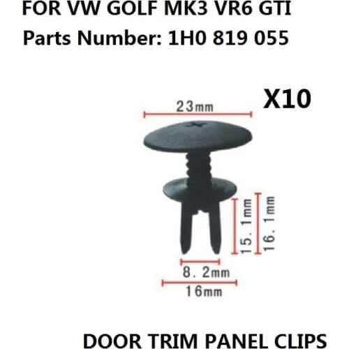 X10 Pieces FOR VW Golf MK3 GTI VR6 Windscreen Scuttle Rain Tray Clips New High Quality Parts 1H0 819 055, New