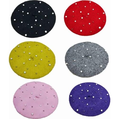 Women Lady Pearl Wool Blend French Artist Beret Hat Beanie Warm Winter Ski Cap