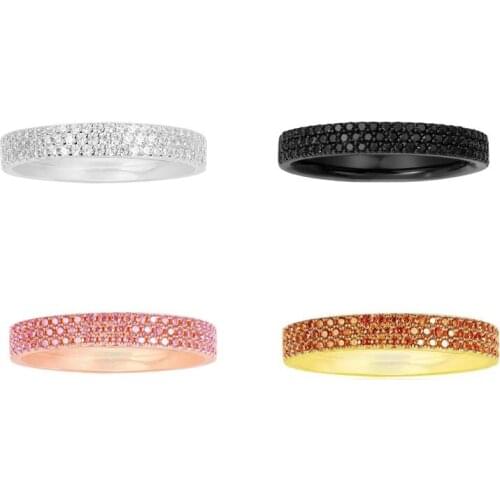 SLJELY S925 Sterling Silver White Black Pink Orange Colors Zircon Stones Classic Kaleidoscope Finger Ring Women Luxury Jewelry