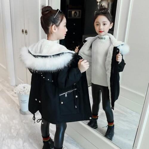 Winter Girls Cotton Jacket 2020 New Children Fashion Parker Coats Childrens Winter Clothes Plus Velvet Thick Cotton Jacket 15T