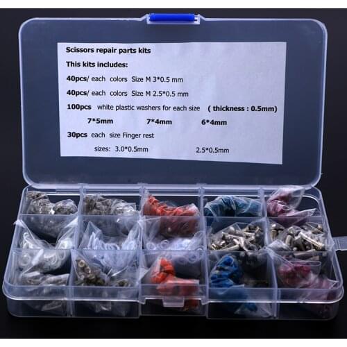 1 box barber Scissors Repair Kits Silencer/Plastic Washers/Stainless Steel Finger Rest Haircutting Styling Scissors Accessories