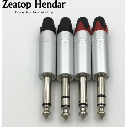 10Pcs 6.35mm Mono Stereo Male Plug 2 3 Poles 6.35 Audio Connector Amplifier Microphone Cable 1/4 6.5 Plug Audio Adapter