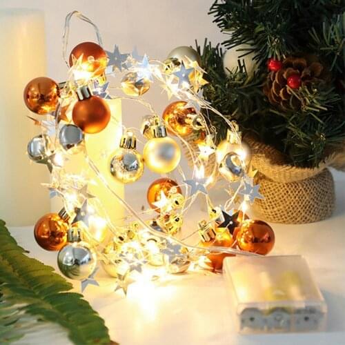 2m 20 Led Copper Wire Pine Cone String lights Red Berry Bell Garland Fairy Christmas Lights With Lights Battery Operated Indoor