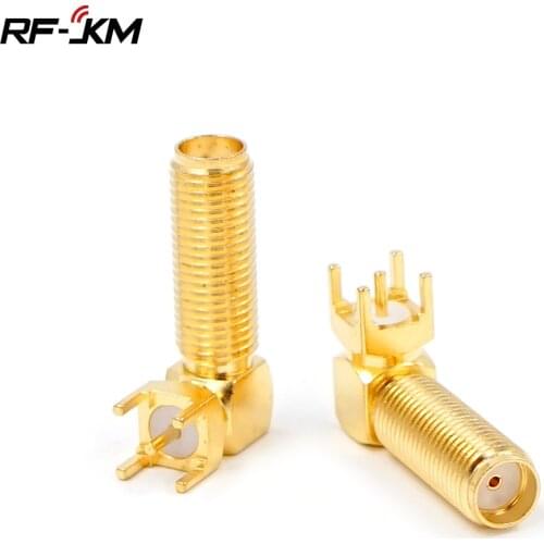 2PCS SMA Female Plug Right Angle 90 DEGREE SMA-KWE PCB Mount Connector RF Adapter