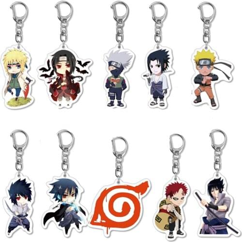 Anime Narutos Cartoon Keychain Acrylic Uchiha Sasuke Double Sided Transparent key Chain Accessories Jewelry For Fans Gifts