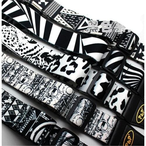 A P&P Dacron guitar strap with Super thick ultra soft black and white strap for bass acoustic electric guitar accessories parts