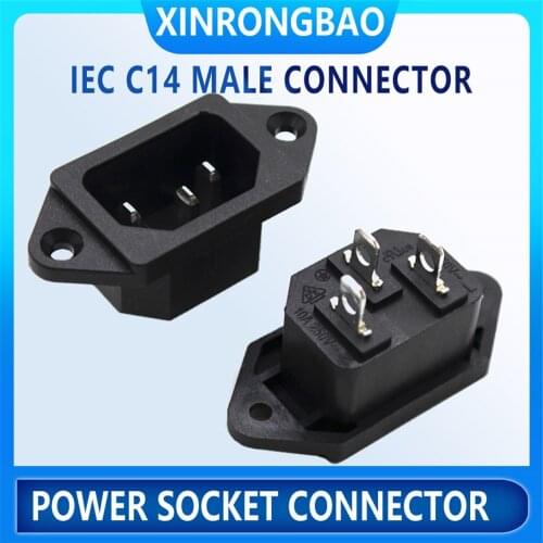 AC power socket PDU iec-c14 male 15A 3 pins with screw screw fixing hole UPS socket male 3pin industrial socket high-quality DB