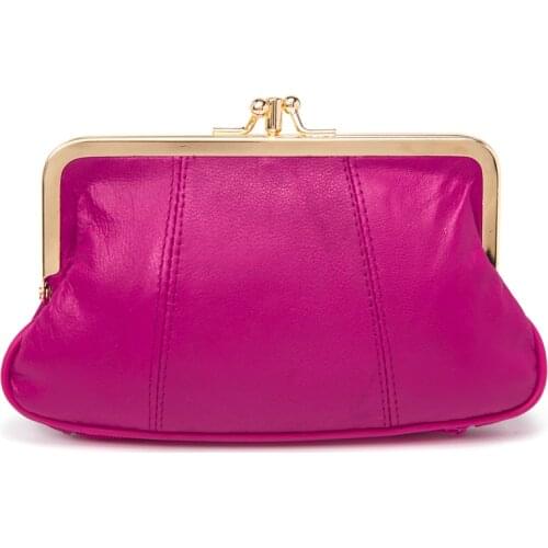 Annmouler Women Coin Purse Genuine Leather Small Size Wallet Soft Sheepskin Change Purse Metal Frame Card Holders Original Bag