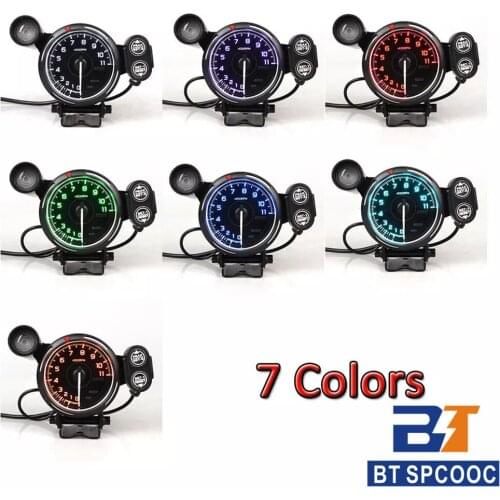 Car Defi Tachometer 3.75 Inch 80mm 7 Colors Adjustable 0-11000 RPM Stepper Motor Tachometer RPM Gauge with Shift Light for Auto