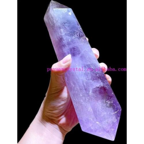 Natural Crystal Amethyst Tower Double Wand Healing Chakra Point Spirit Meditation Obelisk Home Decor Art Gift Modern Accessories