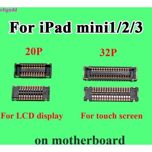 Cltgxdd 5pcs Touch Screen LCD Digitizer Glass FPC Connector Plug Board Pin For iPad mini 1 2 3 Retina A1490 on motherboard