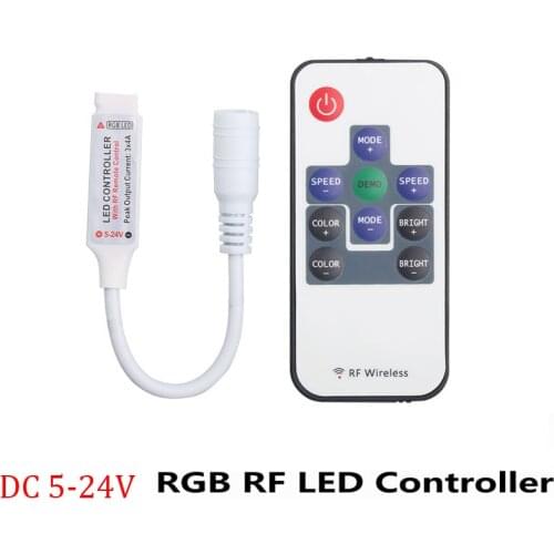 DC 5V-12V-24V RGB Mini RF Wireless SMD 5050 LED Controller Remote Driver Dimmer Strip Light 3014 2835 5630 For 3528 Home Decor