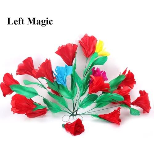 Appearing Bouquets & Color Changing Flower Magic Tricks Wand to Feather Bouquet Magia Magician Stage Illusion Gimmick Props Fun