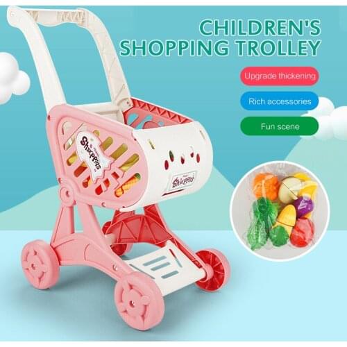 1pc Childrens Cartoon Shopping Trolley Simulation Cut Fruit And Vegetables Kawaii Cute Play House Toy For Baby Kids Gift