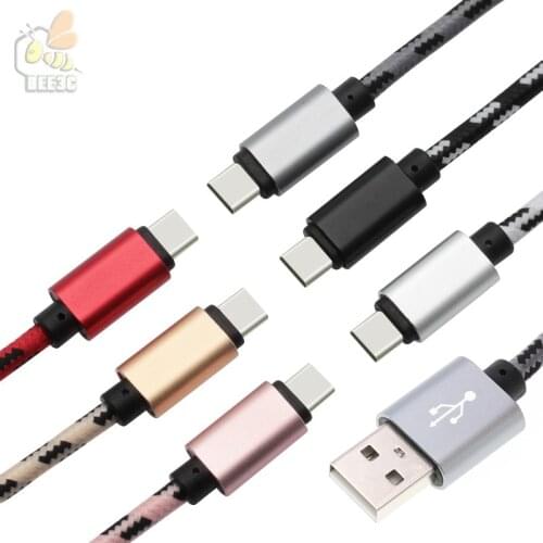 USB Type C Cable Striped Braided Wire Aluminum Fast Charging TypeC USB C Cable for Type-C Devices durable bulk price 100pcs/lot