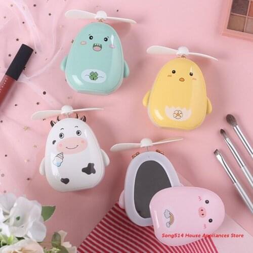 Cosmetic Beauty Mirror USB Charging Mini 2 Blades Fan 2 in 1 Adjustment and Flexible Suitable for Ladies Office Travel
