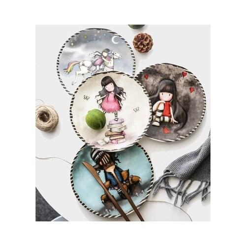 Bone China Round Steak Plate Creative Embossed High-end Gift Home Snack Snack Fruit Salad Plate Restaurant Decorative Tableware