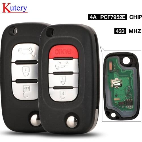 Kutery 3 Button 4 Button Flip Remote Key 433MHz with 4A Chip PCF7941M for Benz Smart Fortwo 453 Forfour 2015 2016 2017
