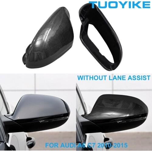 LHD RHD Car Styling Dry Carbon Fiber Rear Mirror Rearview Cover Cap Trim Sticker Without Lane Assist For Audi A6 C7 2010-2015