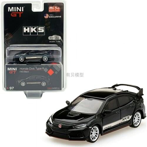 MINIGT cars 1/64 HONDA CIVIC Type R HKS Black Collector Edition Metal Diecast Model Car